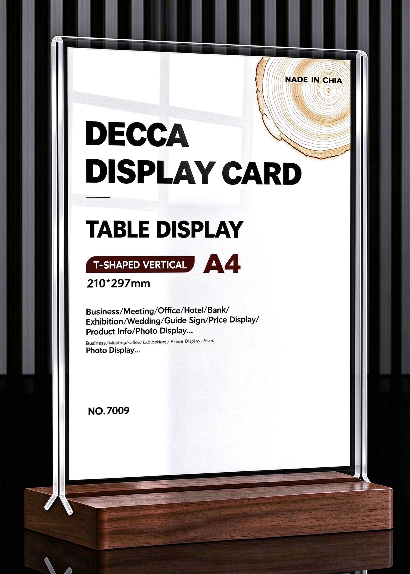 Cartel de mesa extraíble con acabado de nogal