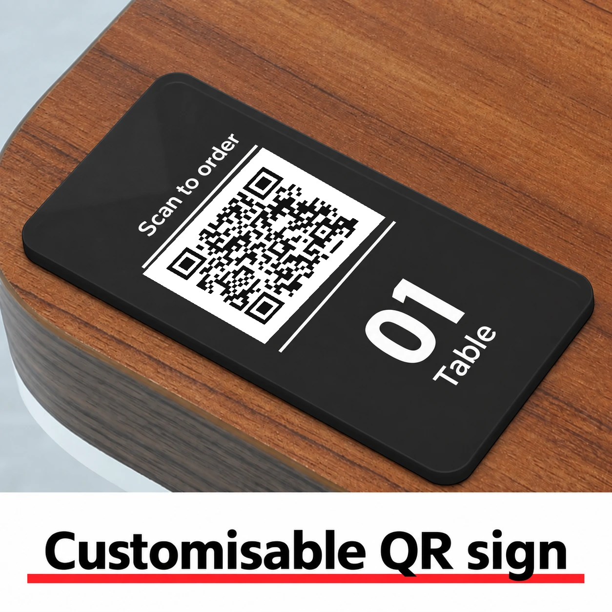 Placa QR adhesiva vertical personalizada de acrílico