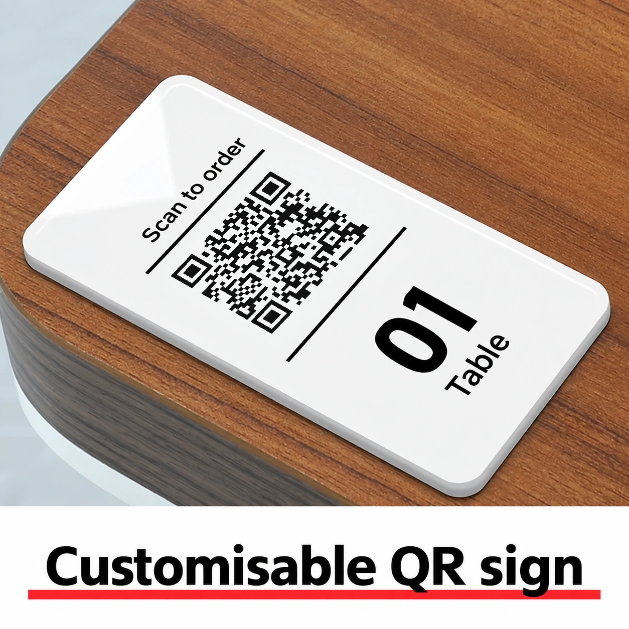 Placa QR adhesiva vertical personalizada de acrílico