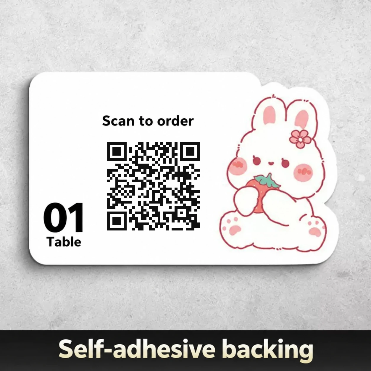 Placa QR adhesiva personalizada de acrílico con conejo