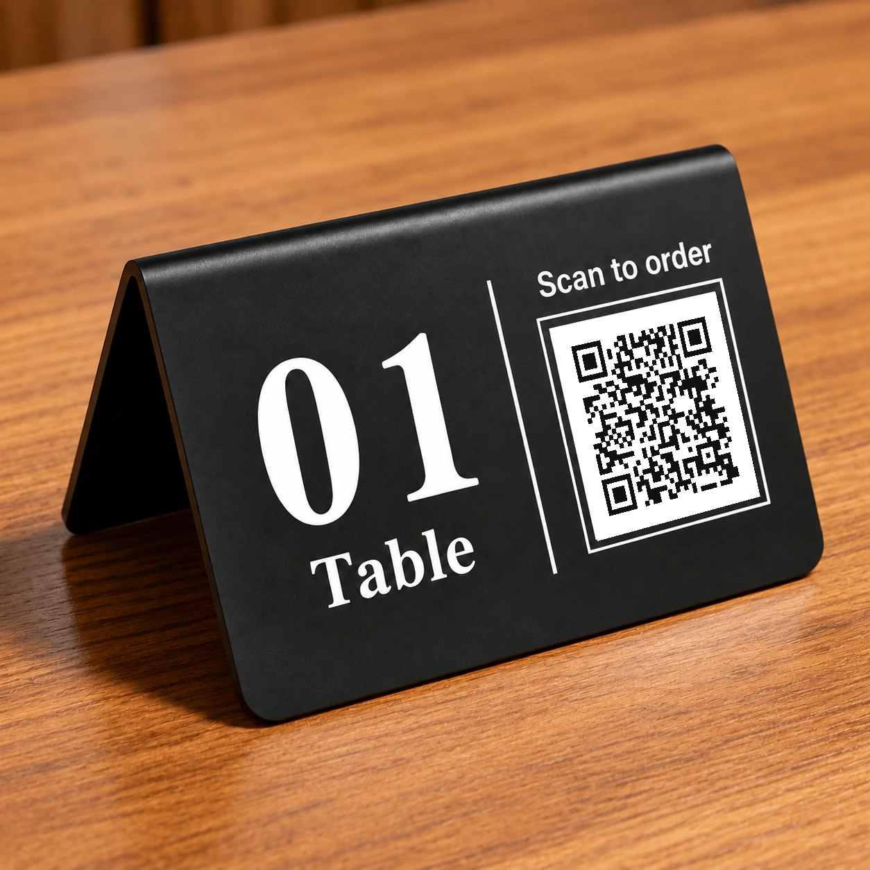 Placa de mesa acrílica personalizada con QR