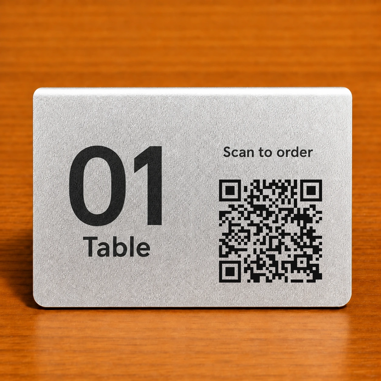 Placa de mesa acrílica personalizada con QR